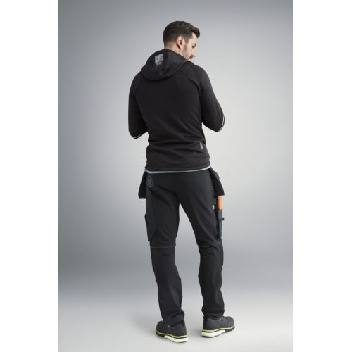 8002 Chaqueta con capucha de forro polar elástico Polartec® Power Stretch® 2.0 FlexiWork negro